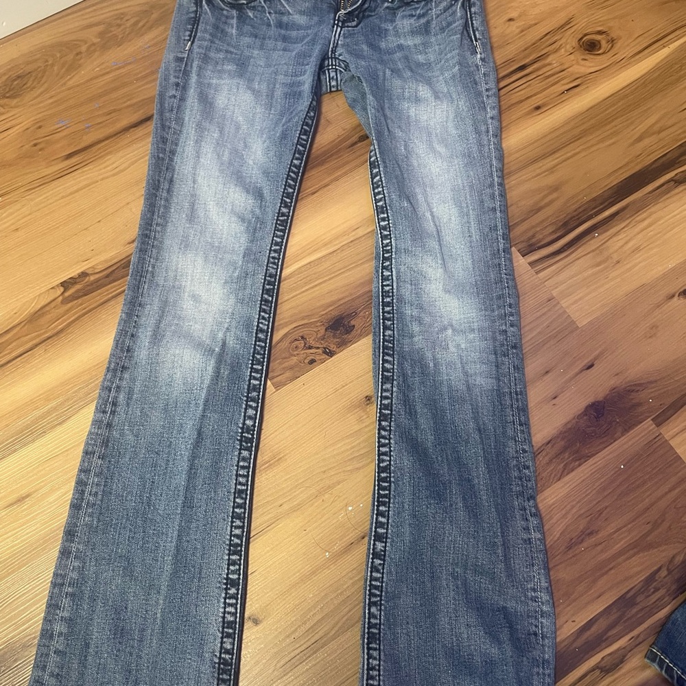 Miss Me Blue Boot Cut Jeans with Faded Design